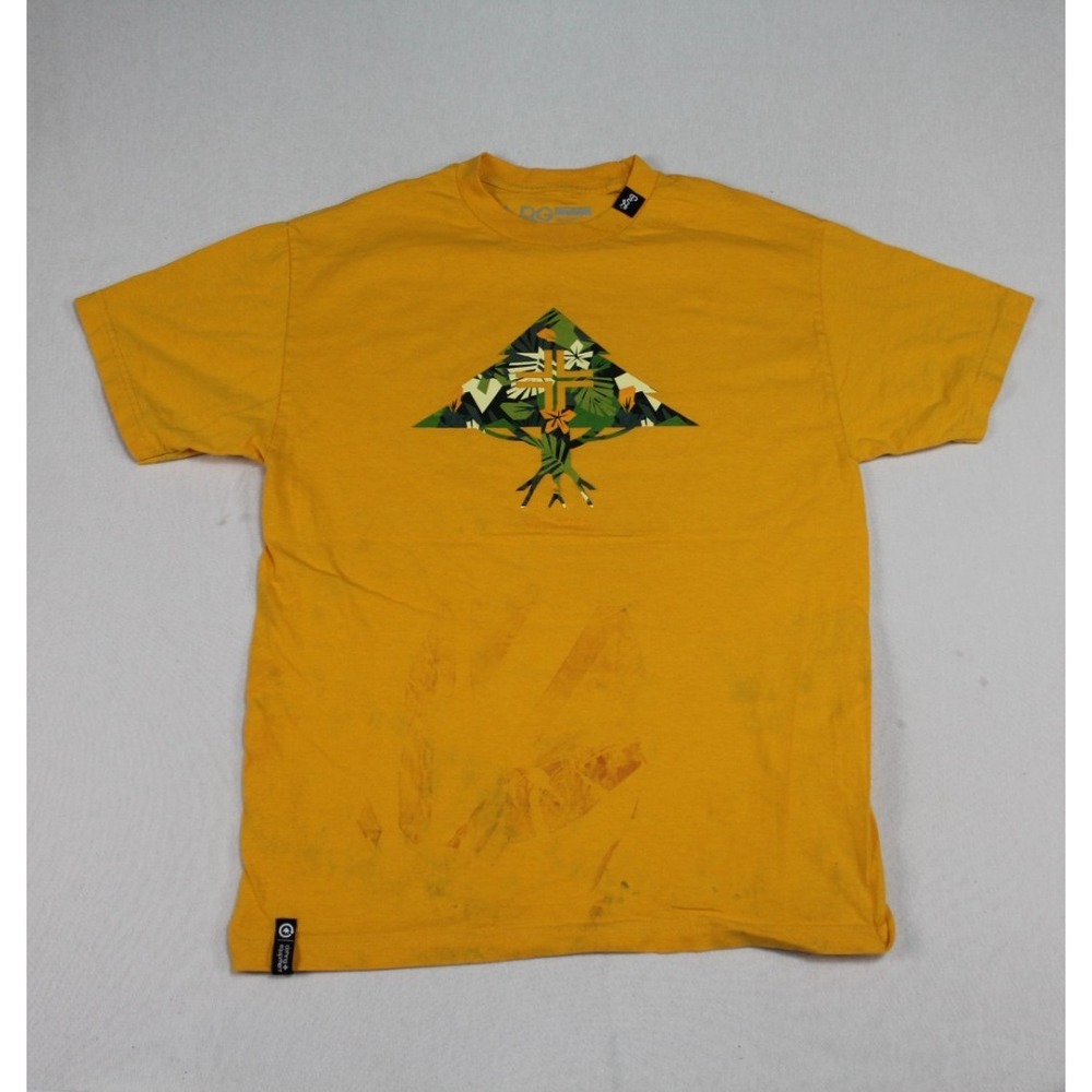 LRG Men Yellow Shirt Stains Casual Short Sleeve Tree Size Large